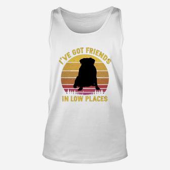 Vintage Pug I Have Got Friends In Low Places Dog Lovers Unisex Tank Top - Seseable
