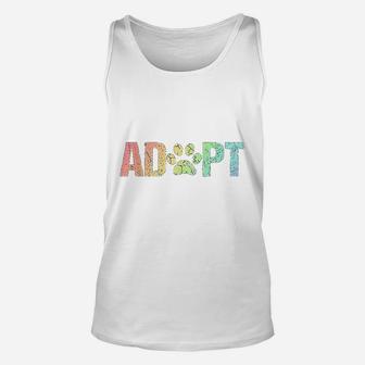 Vintage Rainbow Adopt A Dog Rescue Foster Adoption Month Unisex Tank Top - Seseable