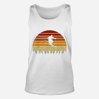 Vintage Sunset Skiing Gift For Skiers Unisex Tank Top - Seseable