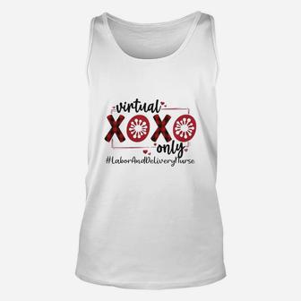 Vitual Xoxo Only Labor And Delivery Nurse Red Buffalo Plaid Nursing Job Title Unisex Tank Top - Seseable