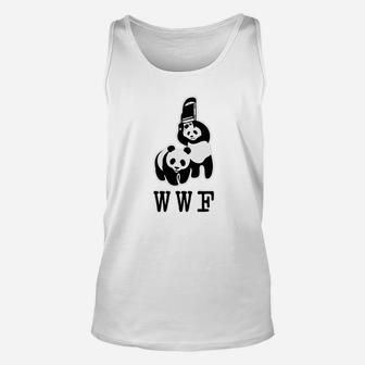 Weißes Unisex TankTop mit Panda-Ringkämpfer, WWF Parodie-Design für Fans - Seseable