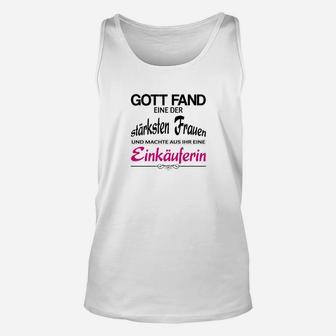 Weißes Unisex TankTop Starke Frau Einkäuferin Motiv, Inspirierendes Damen Tee - Seseable