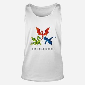 Where The Dragons Went Origami Style Dragons Unisex Tank Top - Seseable