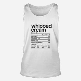 Whipped Cream Nutrition Facts Thanksgiving Christmas Costume Unisex Tank Top - Seseable