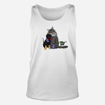 Who Doesnt Love S With A Black Puppy And Gray Cat Unisex Tank Top - Seseable