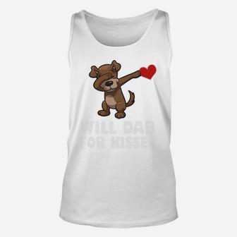 Will Dab For Kisses Valentines Day Dabbing Dog Unisex Tank Top - Seseable
