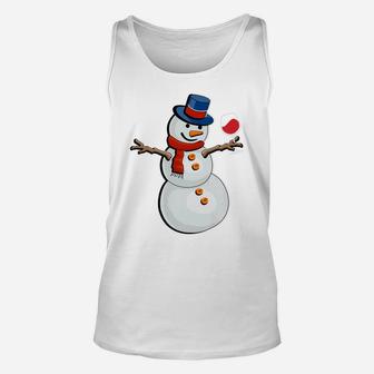 Wine Glass Snowman Christmas Holiday Unisex Tank Top - Seseable