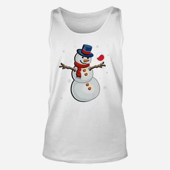 Wine Glass Snowman Funny Christmas Unisex Tank Top - Seseable