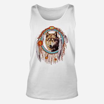 Wolf Dream Catcher Indian Native Unisex Tank Top - Seseable