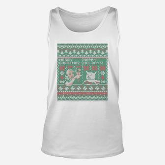 Woman Yelling At Cat Meme Ugly Christmas Sweater Style T-shirt Unisex Tank Top - Seseable