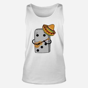 Womens Mexican Train Dominoes Funny With Guitar And Sombrero Unisex Tank Top - Seseable
