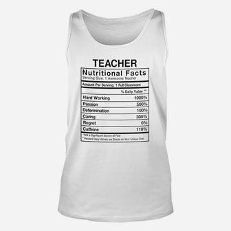 Worlds Awesome Teachers Ever Teacher Nutritional Facts Unisex Tank Top - Seseable