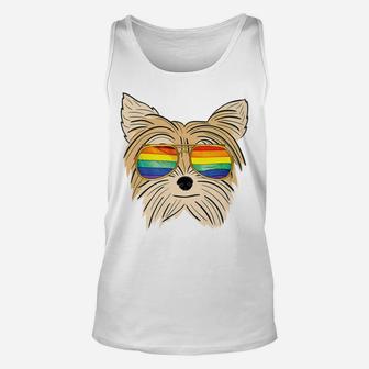 Yorkie Gay Pride Lgbt Rainbow Flag Dog Pride Gift Unisex Tank Top - Seseable