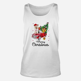 Yorkies Ride Red Truck Christmas Pajama Unisex Tank Top - Seseable