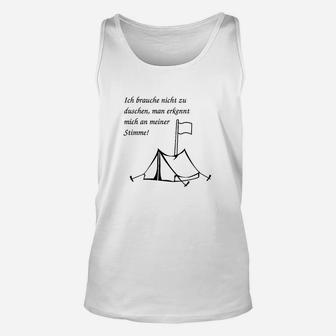 Zelt-Motiv Unisex TankTop Weiß, Lustiges Spruch-Unisex TankTop für Camper - Seseable