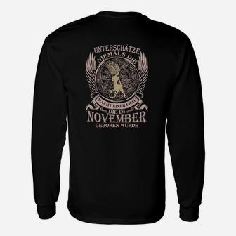 Adler Geburtstags-Langarmshirts November, Unterschätze Nie Novembergeborene - Seseable