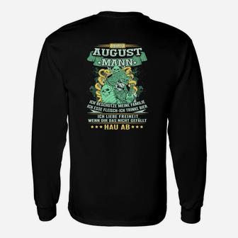 August Mann Schwarzes Langarmshirts, Individueller Druck mit Spruch - Seseable