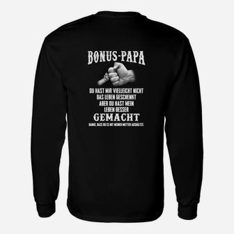 Bonus-Papa Schwarz Langarmshirts, Sprüche für Stiefväter, Vatertagsgeschenk - Seseable