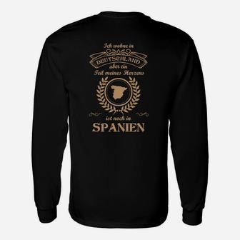 Deutsch-Spanische Verbundenheit Langarmshirts, Ich Lebe in Deutschland Herz in Spanien - Seseable