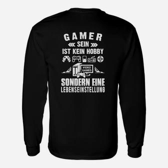 Gamer Lifestyle Langarmshirts Schwarz - Videospiel Leidenschaft Motiv - Seseable