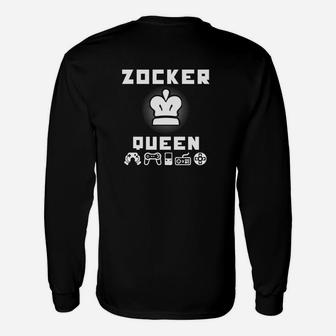 Gamer Queen Damen Langarmshirts, Schwarzes mit Spielersymbolen - Seseable