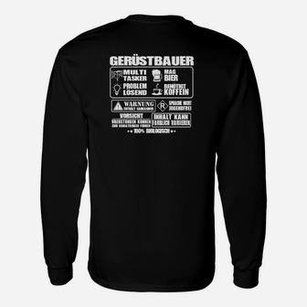 Gerüstbauer Humorvolles Langarmshirts, Schwarzes mit Lustigem Spruch - Seseable