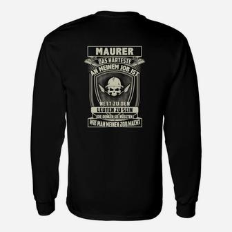 Humorvolles Maurer Langarmshirts, Totenkopf Design mit Spruch - Seseable