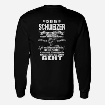 Ich Bin Ein Schweizer Langarmshirts, Stolzes Schweiz Patriot in Schwarz - Seseable