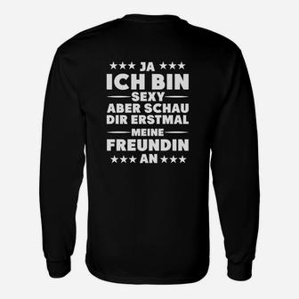 Ja, Ich Bin Sexy Partner-Langarmshirts, Schwarzes Langarmshirts mit Spruch - Seseable