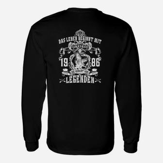 Jahrgang 1986 Legenden Langarmshirts, Herren Schwarz mit Spruch - Seseable