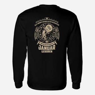 Januar Geboren Viking Langarmshirts, Schwarzes Geburtsmonats-Design - Seseable