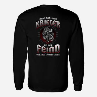 Krieger Motiv Herren Langarmshirts, Spruch 'Niemand ist ein Krieger bis der Feind vor den Toren steht' - Seseable