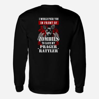 Lustiges Zombie-Hunde Langarmshirts, Prager Rattler Motiv - Seseable