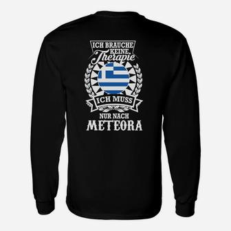 Meteora Griechenland Langarmshirts Ich brauche keine Therapie, Flaggen-Design - Seseable