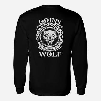Odins Wolf Valhalla Motiv Langarmshirts für Herren, Nordische Mythologie Design - Seseable