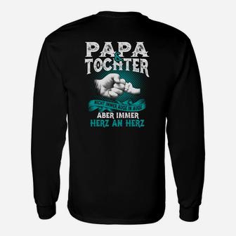 Papa Tochter Liebe Herz an Herz Schwarzes Langarmshirts, Familienliebe Design - Seseable