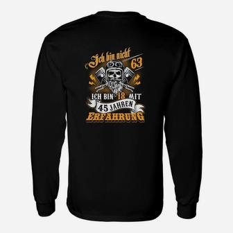 Schwarz Langarmshirts Lustiger Spruch 18 mit 45 Jahren Erfahrung, Jubiläum - Seseable