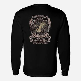 Schwarzes Adler Langarmshirts, November-Geburtstag Spruch - Seseable