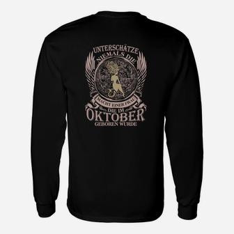 Schwarzes Adler Langarmshirts, Oktober Geburtstags Motto - Seseable