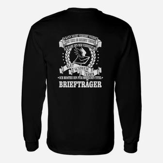 Schwarzes Briefträger-Langarmshirts mit Adler & Spruch, Motiv Tee - Seseable