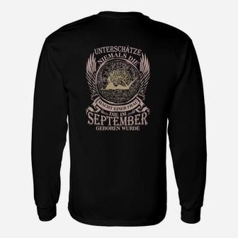 Schwarzes Herren-Langarmshirts mit Adler-Design & September-Geburtstagsspruch - Seseable