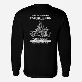 Schwarzes Langarmshirts mit Patriotismus-Spruch, Dein Hass stört Motiv - Seseable