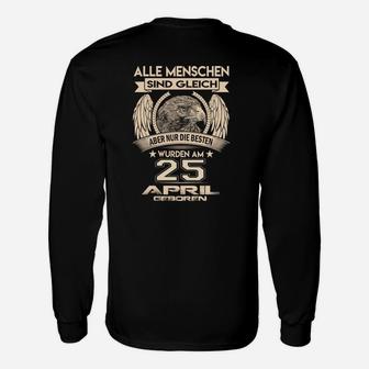 Schwarzes Langarmshirts zum Geburtstag 25. April, Adler-Motiv für Geborene - Seseable