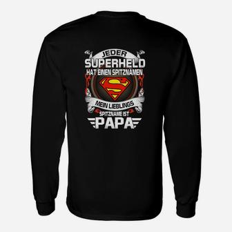 Superheld Papa Schwarzes Langarmshirts, Perfekt Zum Vatertag - Seseable