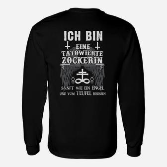 Tätowierte Zockerin Langarmshirts, Engel und Teufel Design - Seseable