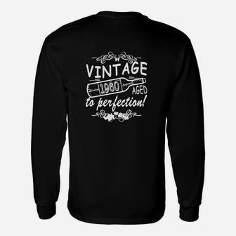 Vintage 1980 Aged to Perfection Langarmshirts, Retro Geburtstags-Langarmshirts Schwarz - Seseable