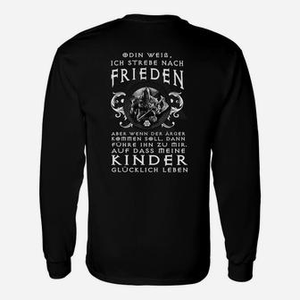 Wikinger Langarmshirts mit Odin Spruch, Frieden Suchend, Kampfbereit - Seseable
