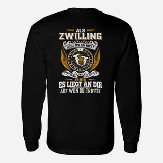 Zwilling Sternzeichen Langarmshirts, Spruch und Adler Motiv - Seseable