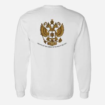 Weißes Langarmshirts mit Russischem Wappen, Spruch Montes Aurei Aufdruck - Seseable