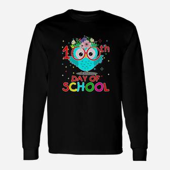 100 Days Of School Cute Owl Happy 100th Day Of School Long Sleeve T-Shirt - Seseable